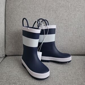 NeW Carter's Navy and White Striped Kids Rain Boots SIZE  9